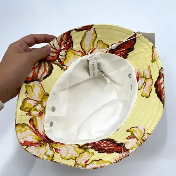 Zimmermann Printed Canvas Bucket Hat Yellow Hibiscus One Size
